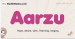 Aarzu muslim girls name and meaning, islamic girls name Aarzu