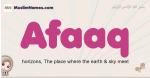 Afaaq muslim girls name and meaning, islamic girls name Afaaq