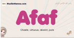 Afaf muslim girls name and meaning, islamic girls name Afaf