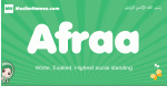 Afraa arabic girl name and meaning, quranic girls name Afraa
