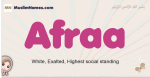 Afraa muslim girls name and meaning, islamic girls name Afraa