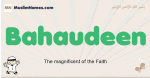Bahaudeen muslim boys name and meaning, islamic boys name Bahaudeen