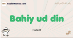 Bahiy-ud-din muslim boys name and meaning, islamic boys name Bahiy-ud-din