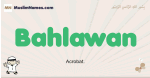 Bahlawan muslim boys name and meaning, islamic boys name Bahlawan