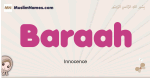 Baraah muslim girls name and meaning, islamic girls name Baraah