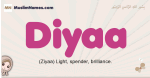 Diyaa muslim girls name and meaning, islamic girls name Diyaa