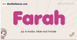 Farah muslim girls name and meaning, islamic girls name Farah