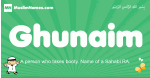 Ghunaim arabic boys name and meaning, quranic boys name Ghunaim