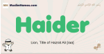 Haider muslim boys name and meaning, islamic boys name Haider