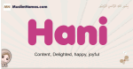 Hani muslim girls name and meaning, islamic girls name Hani