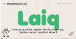 Laiq muslim boys name and meaning, islamic boys name Laiq