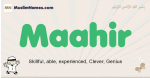 Maahir muslim boys name and meaning, islamic boys name Maahir