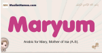 Maryum muslim girls name and meaning, islamic girls name Maryum