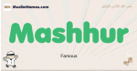 Mashhur muslim boys name and meaning, islamic boys name Mashhur