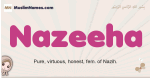 Nazeeha muslim girls name and meaning, islamic girls name Nazeeha