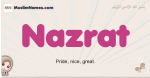 Nazrat muslim girls name and meaning, islamic girls name Nazrat