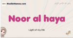 Noor-al-haya muslim girls name and meaning, islamic girls name Noor-al-haya