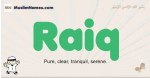 Raiq muslim boys name and meaning, islamic boys name Raiq