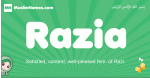 Razia arabic girl name and meaning, quranic girls name Razia