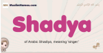 Shadya muslim girls name and meaning, islamic girls name Shadya