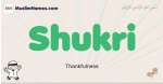 Shukri muslim boys name and meaning, islamic boys name Shukri