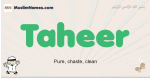 Taheer muslim boys name and meaning, islamic boys name Taheer