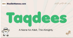 Taqdees muslim boys name and meaning, islamic boys name Taqdees