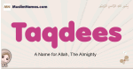 Taqdees muslim girls name and meaning, islamic girls name Taqdees