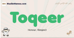 Toqeer muslim boys name and meaning, islamic boys name Toqeer