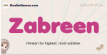 Zabreen muslim girls name and meaning, islamic girls name Zabreen