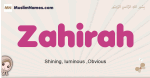 Zahirah muslim girls name and meaning, islamic girls name Zahirah