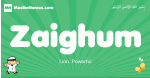 Zaighum arabic boys name and meaning, quranic boys name Zaighum